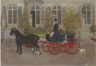 W. H. Wheelwright - A groom preparing a carriage outside stables; and A carriage waiting at the steps of a house