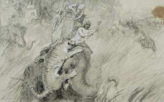 W. Simpson - Tiger attacking hunting party