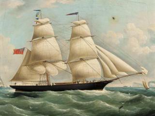 W. Webb - The English brig Una in the Channel off the South Foreland, with the pilot cutter approaching