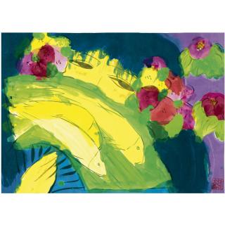 Walasse Ting - American Woman Behind A Fan