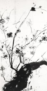 Walasse Ting - Black And White Flower Scroll