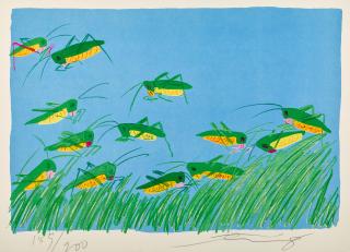 Walasse Ting - Busy Bodies; Composition With Flowers 2 Works