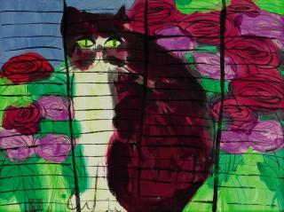 Walasse Ting - Cat In Flowers