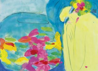 Walasse Ting - Goldfish And Beauty