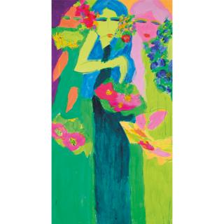 Walasse Ting - Ladies With A Bouquet Of Flowers