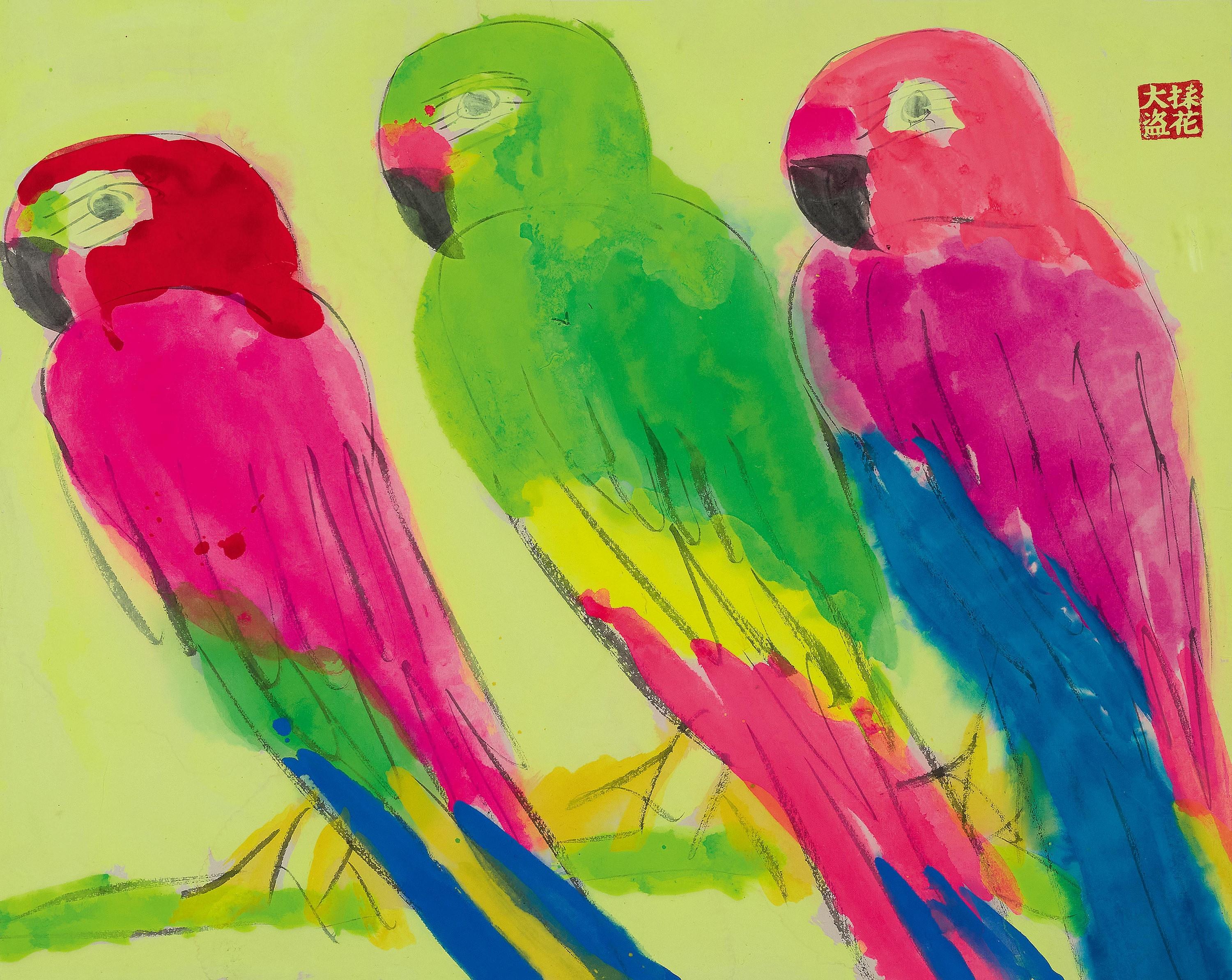 Walasse Ting - Parrots (Painted In 2001)