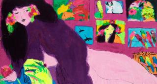 Walasse Ting - Reclining beauty