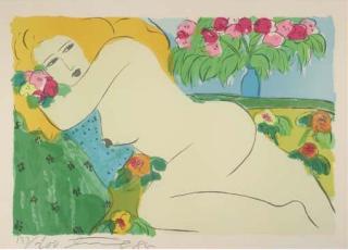 Walasse Ting - Reclining nude