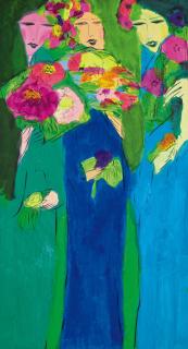 Walasse Ting - Three Beauties (Painted In 1984)