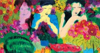 Walasse Ting - Three Beauties