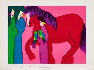 Walasse Ting - Three ladies and horse