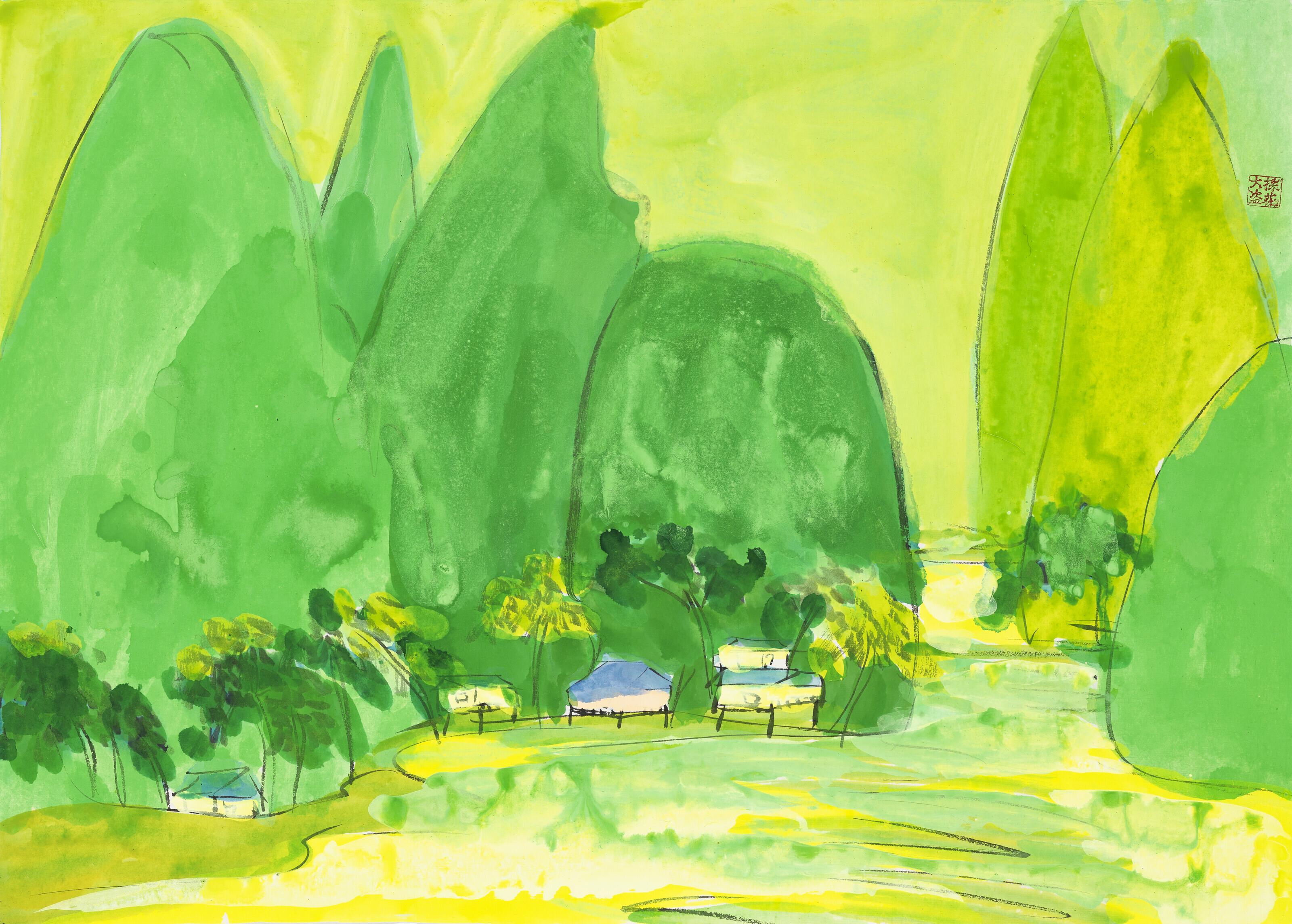 Walasse Ting - Untitled (Landscape)