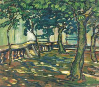 Waldemar Flaig - Beschatteter Platz (Kastanienbäume)