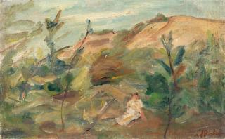 Waldemar Rösler - Ruhende Frau in einer hügeligen Landschaft