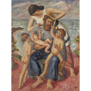 Waldo Peirce - The Artist And His Family:  Trimming Dad\'S Beard