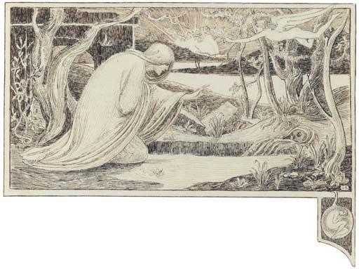 Walford Graham Robertson - \'Young buds sleep in the root\'s white core\'; illustration to Keat\'s \'Shed no Tear\'