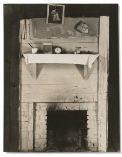 Walker Evans - Fireplace with Arrangement of Objects on Mantle in Floyd Burrough\'s Home, Hale County, Alabama, 1936