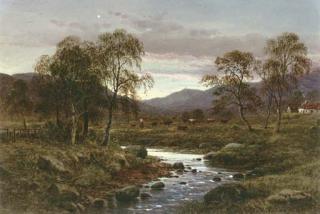 Waller Hugh Paton - A brook with cattle in the distance