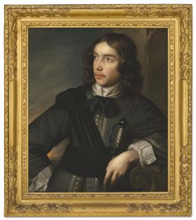 Wallerant Vaillant - Portrait of a gentleman, half-length, in a grey goat and black sash, with a sword