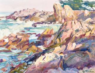 Walt Gonske - Coastline at Alisomar, California 14 x 18 in. framed 20 x 24 in.