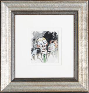 Walt Kuhn - Circus performer in a green tie (recto); and a companion sketch (verso)