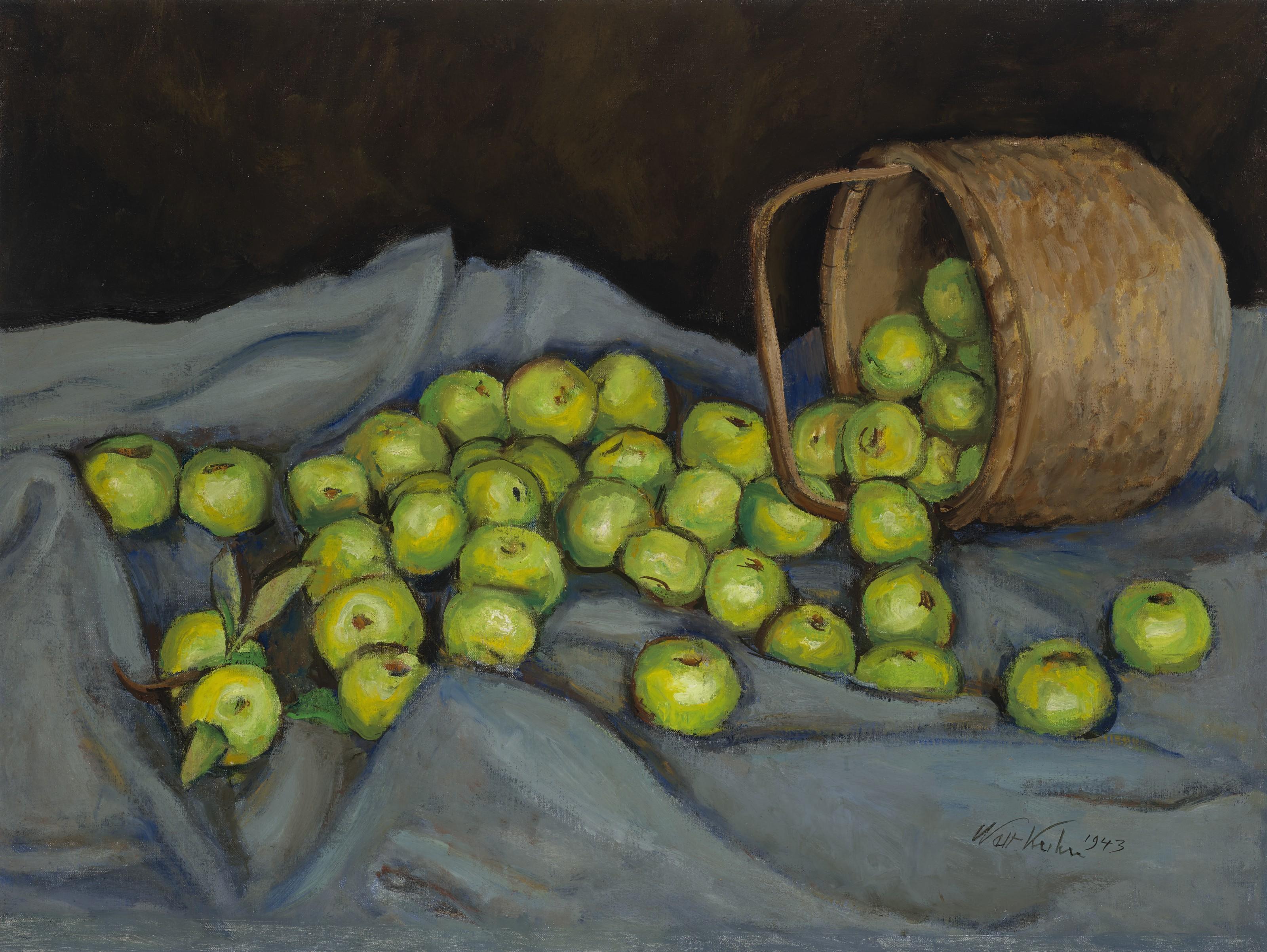 Walt Kuhn - Green Apples on Blue Cloth