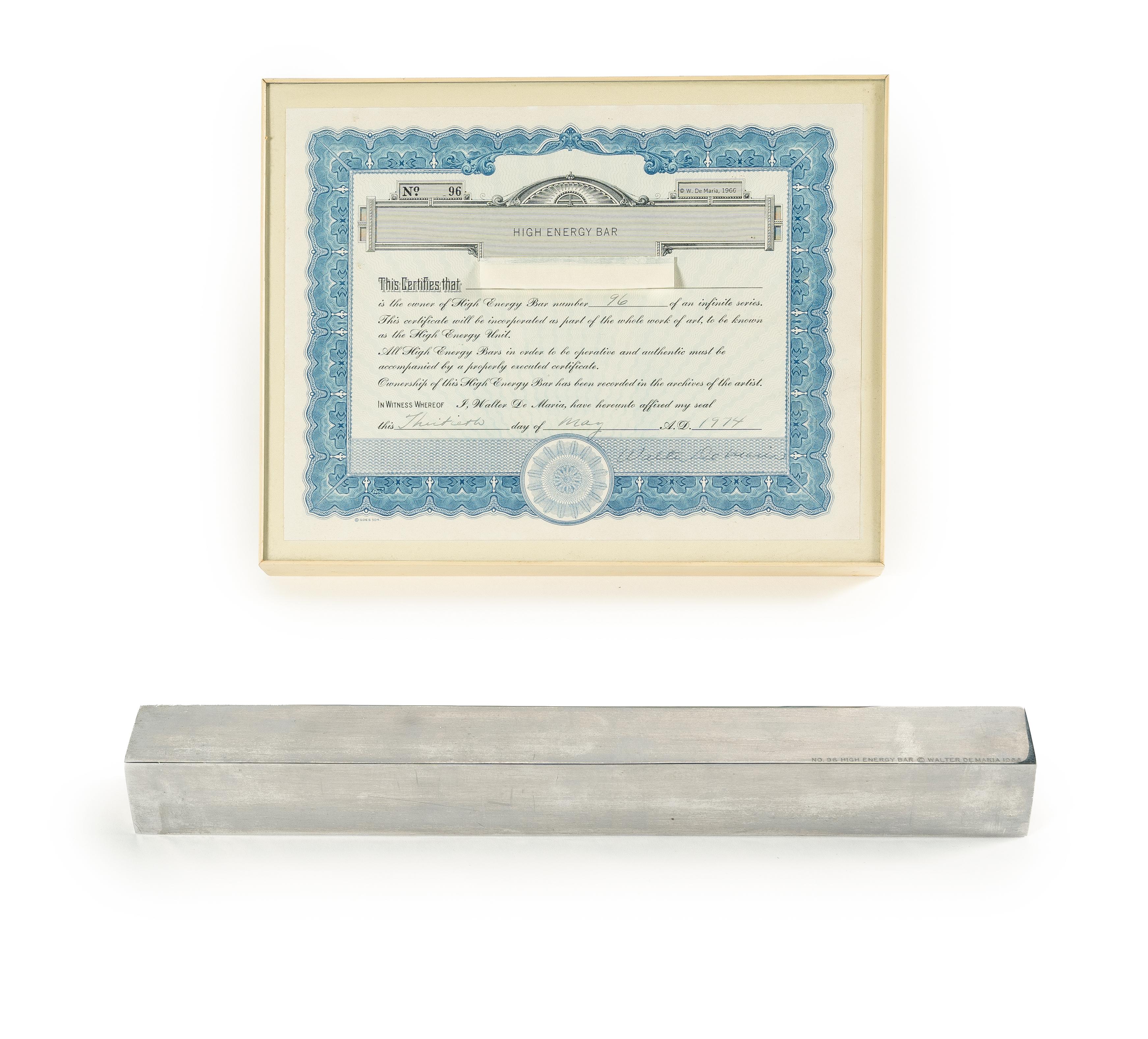 Walter de Maria - High Energy Bar and Certificate