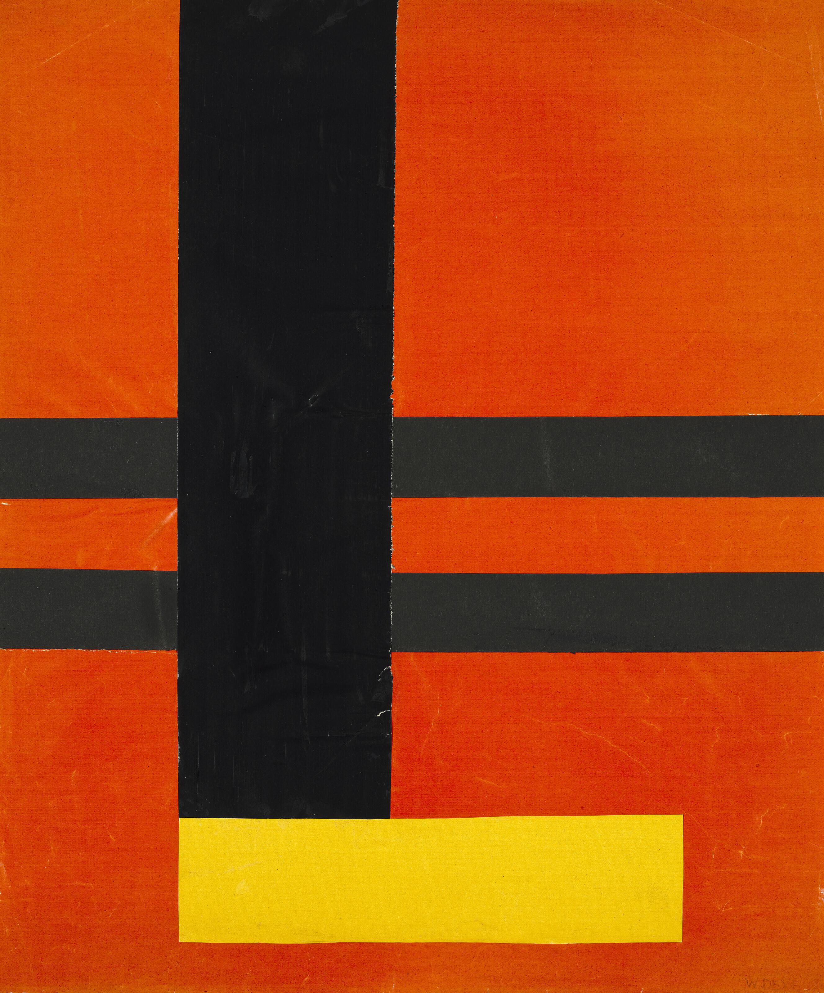 Walter Dexel - Collage auf rotem Grund