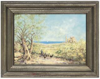 Walter Dexter, R.B.A. - A goatherder, the Basilica of Ta\'Pinu beyond, Malta