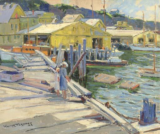 Walter Farndon - Figures Along A Dock