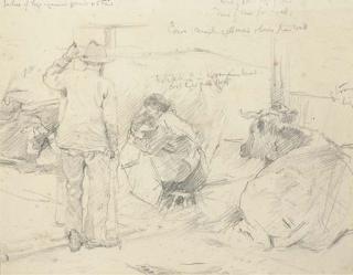 Walter Frederick Osborne, R.H.A. - Study for Milking Time in St Marnock\'s Byre