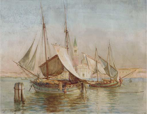 Walter Frederick Roofe Tyndale, R.I. - Venetian Boats Before San Giorgio Maggiore