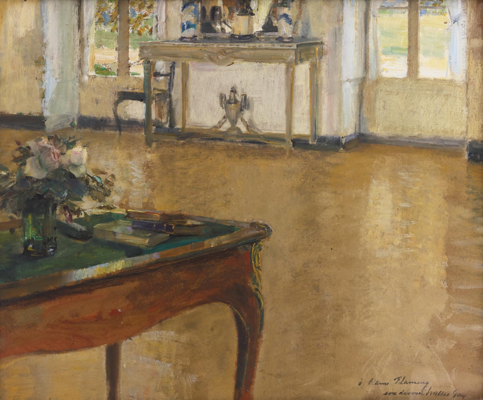 Walter Gay - A Bureau Plat Set With Flowers