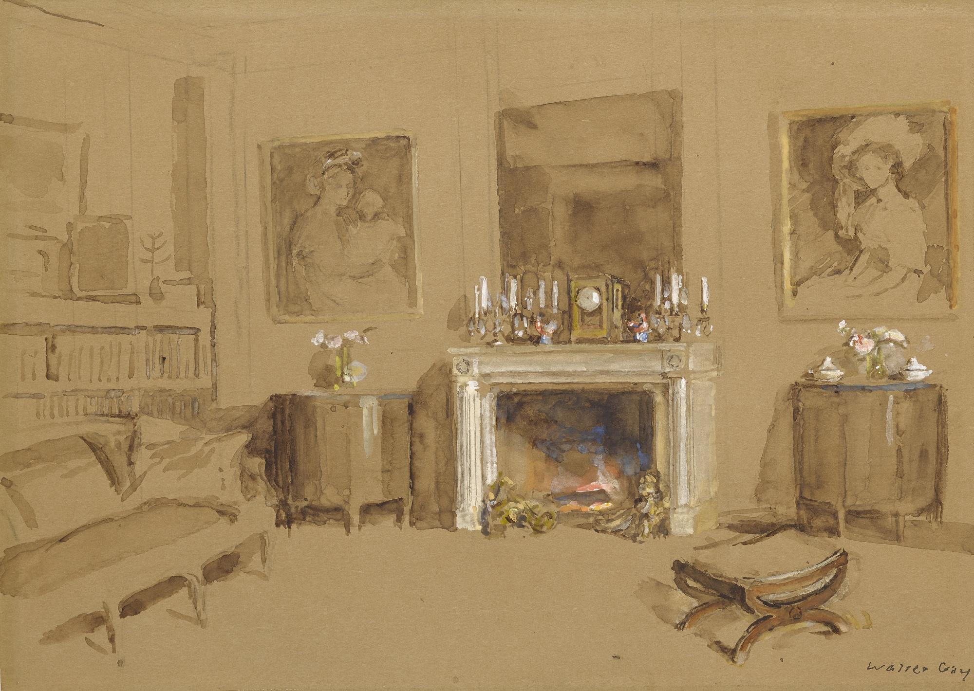 Walter Gay - Interior With Fireplace