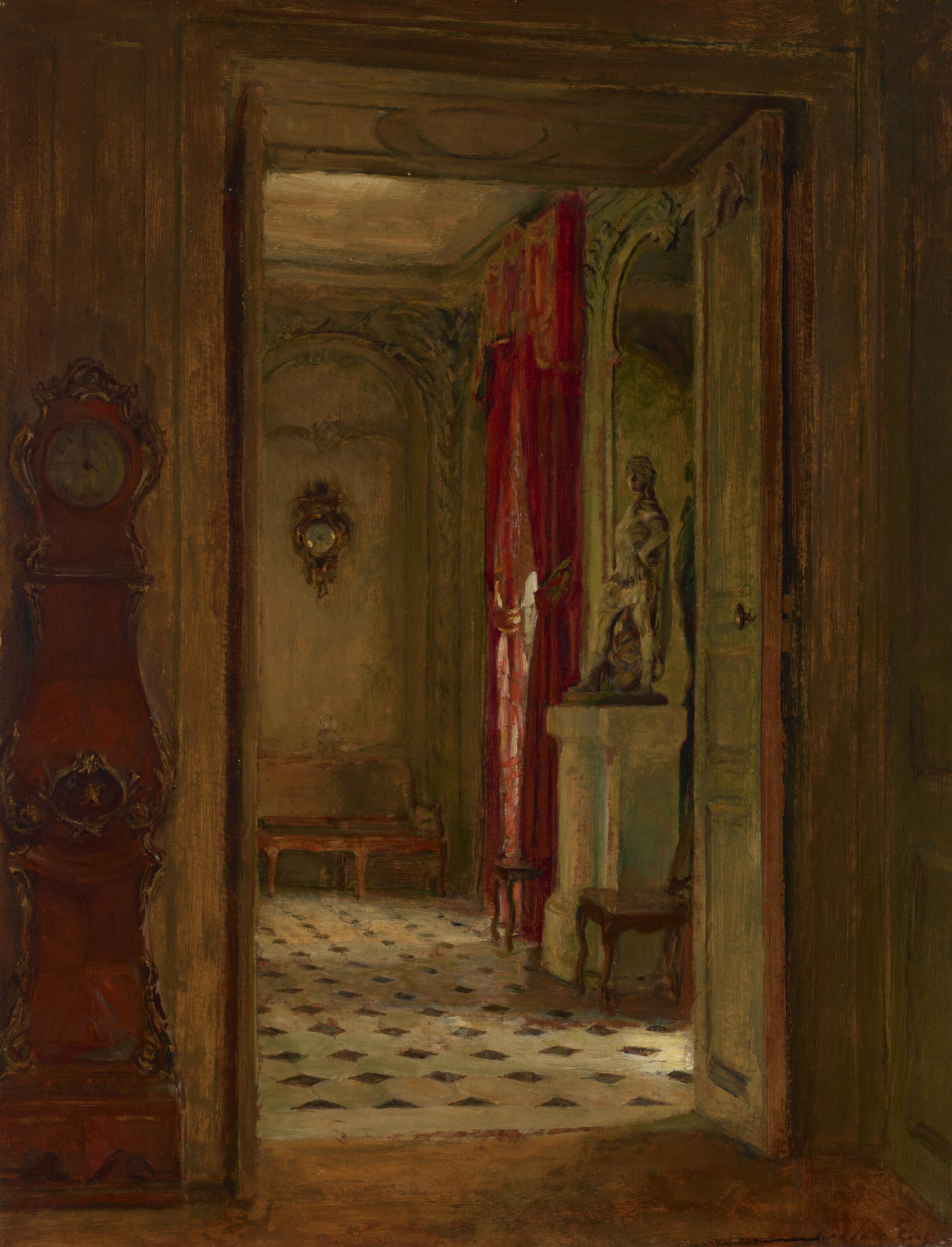 Walter Gay - Untitled (Interior with Longcase Clock)