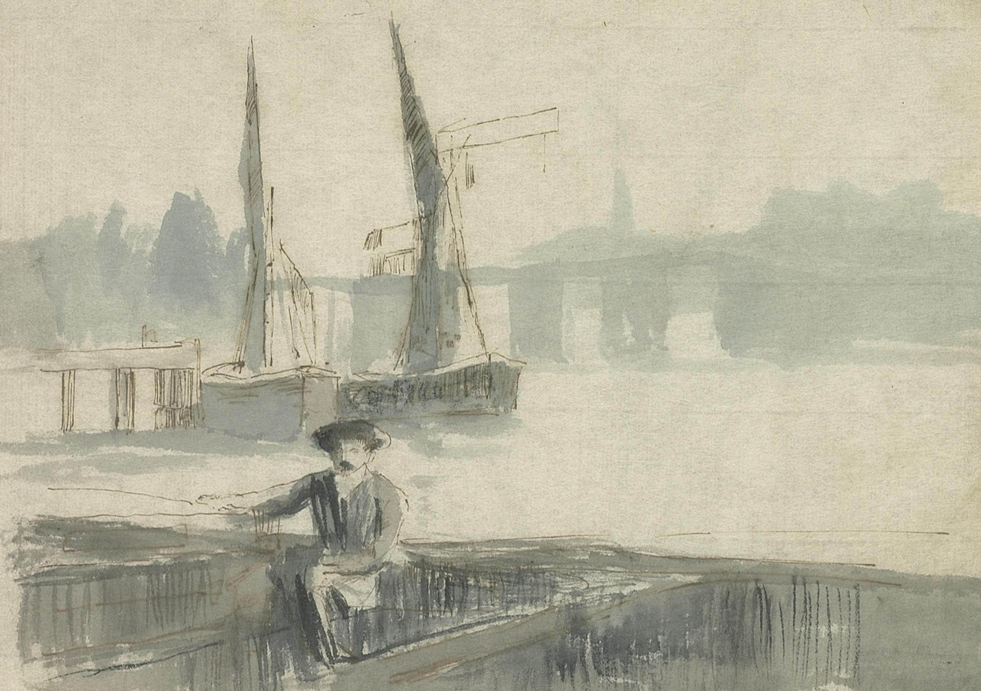 Walter Greaves - Henry Greaves, the artist\'s brother, at Lindsay Wharf, London