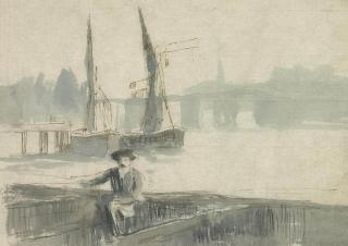 Walter Greaves - Henry Greaves, the artist\'s brother, at Lindsay Wharf, London