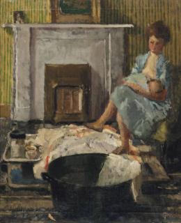 Walter Greaves - Nursing by a fireside