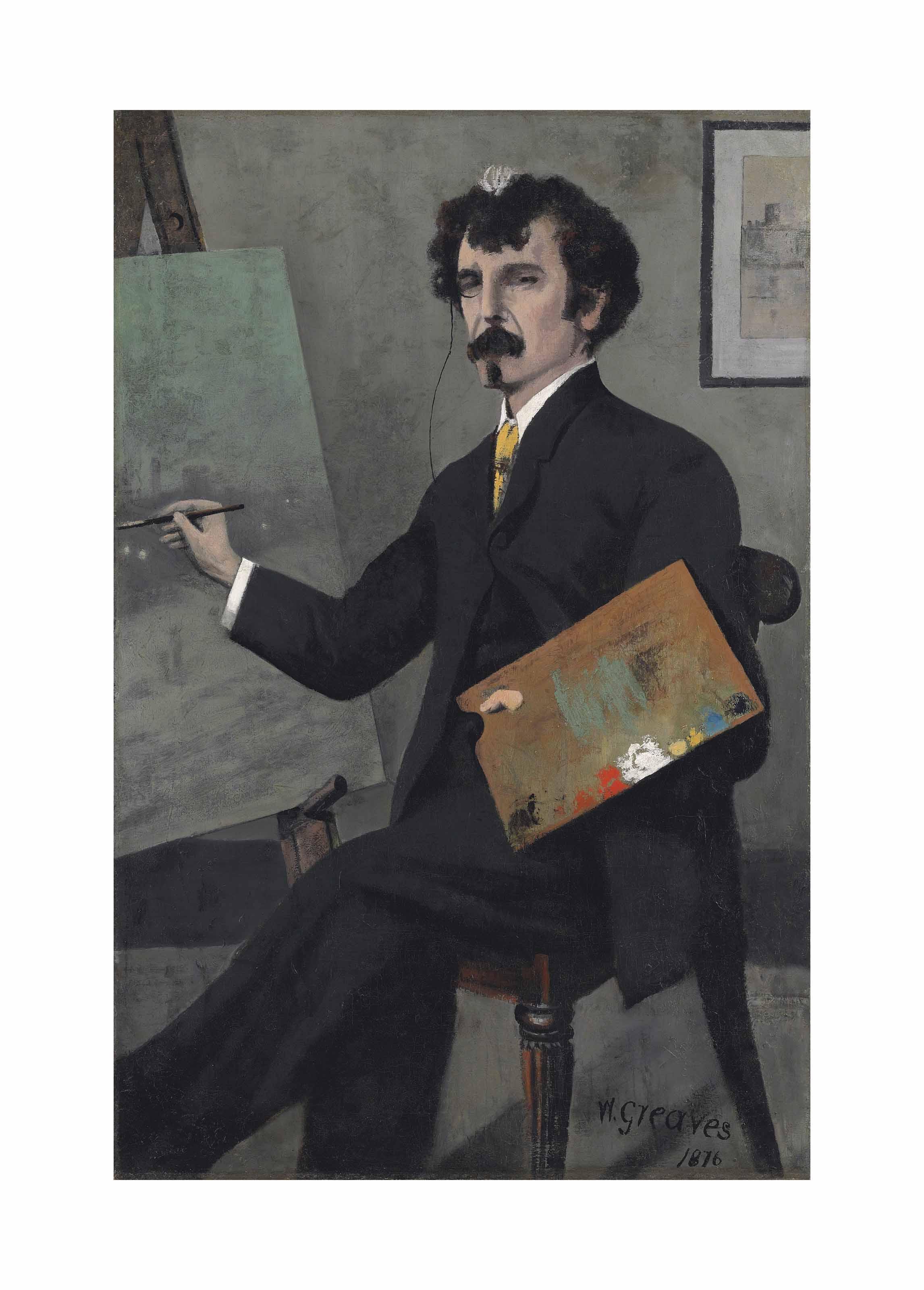 Walter Greaves - Portrait of James McNeill Whistler (1834-1903), seated at an easel