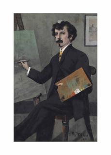 Walter Greaves - Portrait of James McNeill Whistler (1834-1903), seated at an easel