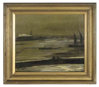 Walter Greaves - Snow Storm & Ice, Battersea Beach; And A Companion Work