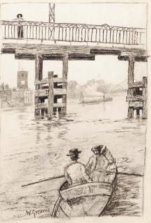 Walter Greaves - The South West corner of Oakley Street, with Old Cadogan Pier; and Old Battersea Bridge (illustrated)