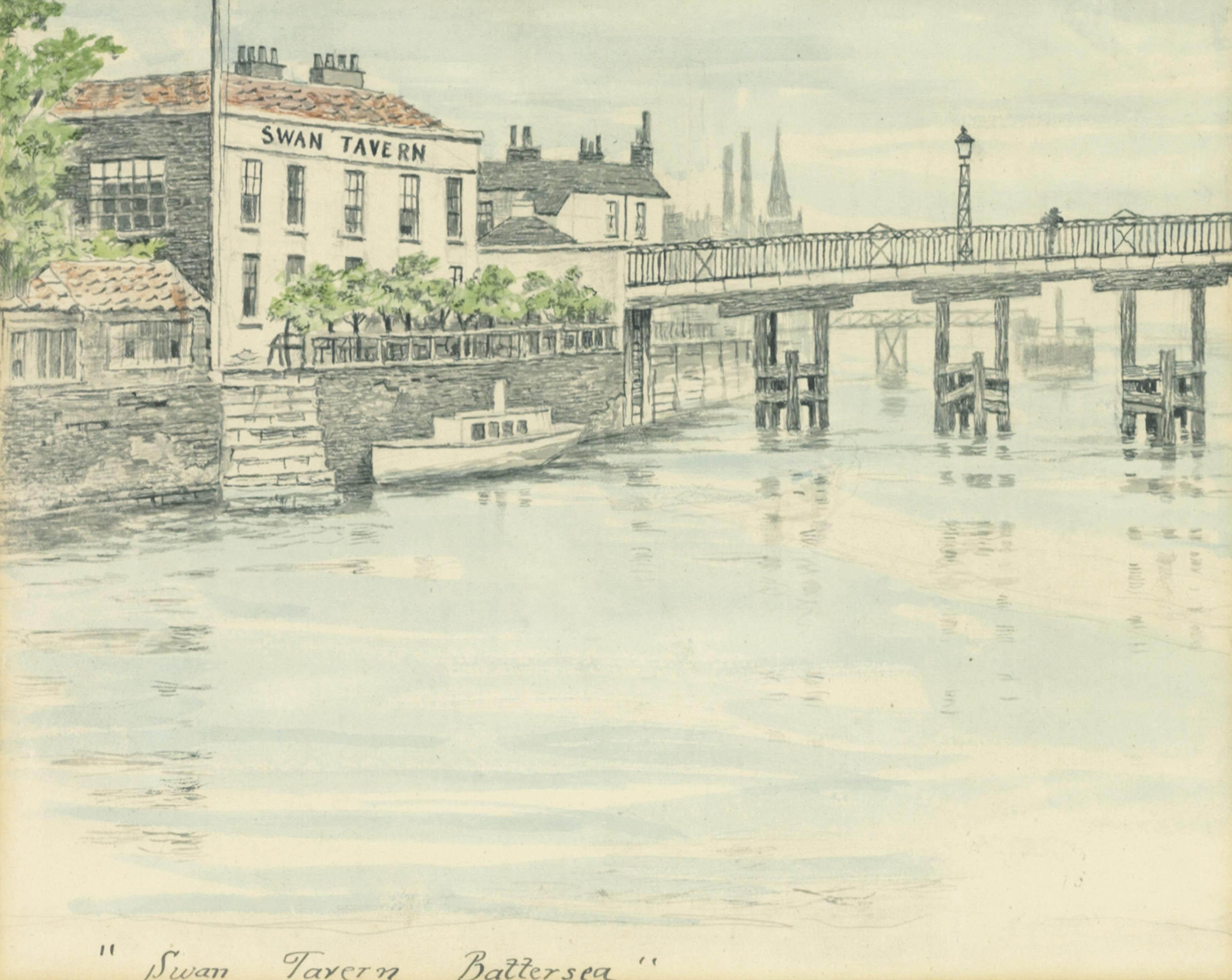 Walter Greaves - The Swan Tavern, Battersea, from the River Thames