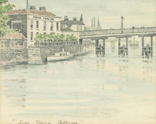 Walter Greaves - The Swan Tavern, Battersea, from the River Thames