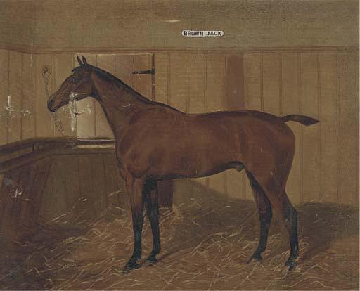Walter Harrowing - Brown Jack a bay hunter in a stable