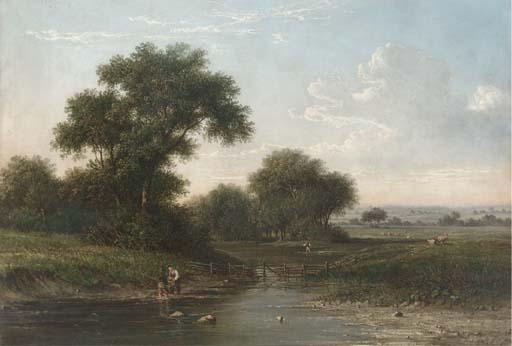 Walter Heath Williams - Boys fishing by a stream