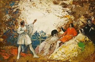 Walter Heimig - Theaterszene im Park