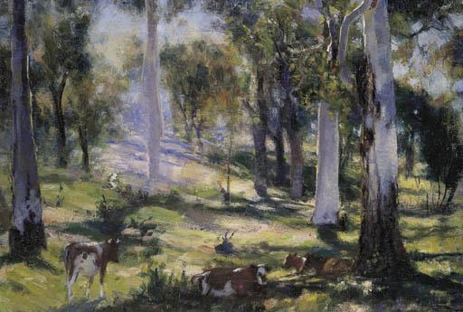 Walter Herbert Withers - Cattle Grazing in Dappled Light