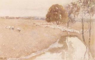 Walter Herbert Withers - Sheep Near A Billabong