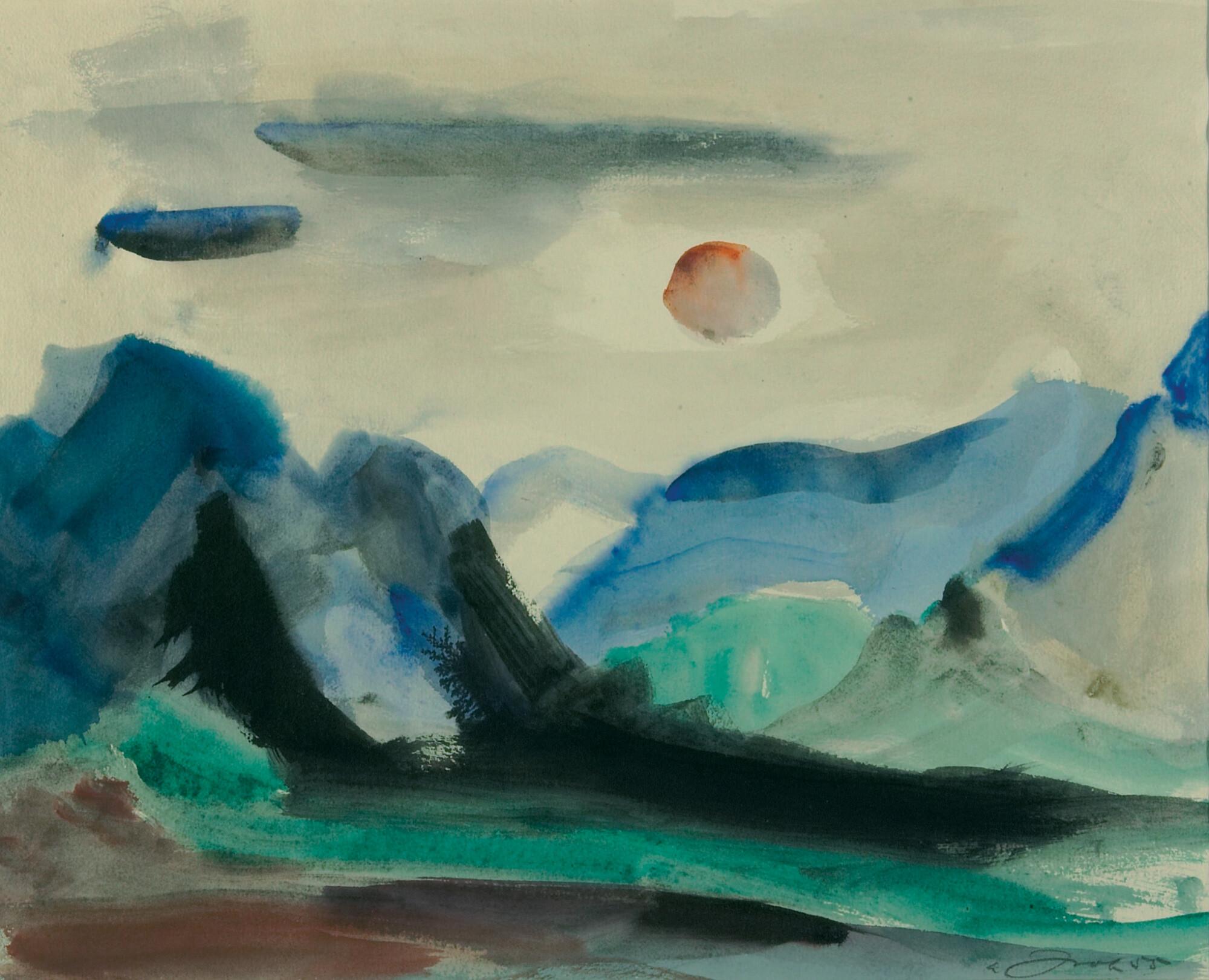 Walter Jacob - Abendrot im Gebirge.